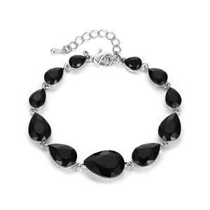 BRILOVE WOMEN'S WEDDING CRYSTAL MULTI TEARDROP BRACELET BLACK
